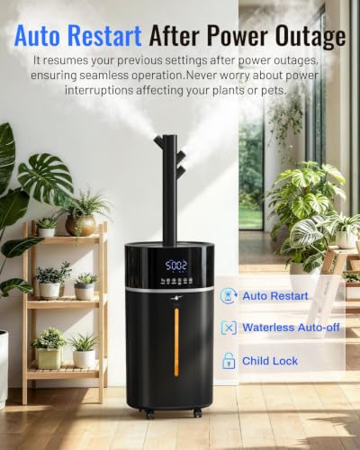 Large 18L (4.76 Gal) Room Humidifier for Up to 2500 sq ft with Remote Control - Black - Variation of Black / 18L