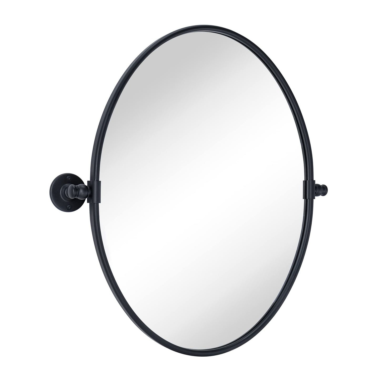 TEHOME Oval Black Metal Pivot Bathroom Vanity Mirror Tilting Vanity Mirrors for Wall 19 x 24''