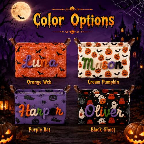 Personalized Halloween Trick-or-Treat Basket with Custom Name - Spooky Decor Gift