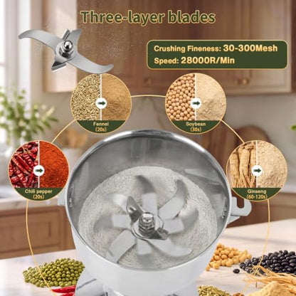 Electric Grain Mill Grinder 150g 850W 28000 RPM for Dry Grains and Spices