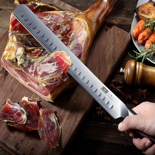 Professional Japanese High-Carbon Steel Carving Knife & Meat Fork Set - 8 Inch Slicing Knife, 7 Inch Fork