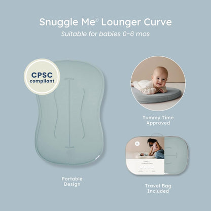 Snuggle Me® Baby Lounger - Premium Organic Cotton Infant Nest with Foam Core & Travel Bag | Slate (0-6 Months)