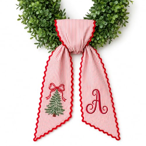 Multicolor Personalized Christmas Wreath Sash with Monogram & Embroidery