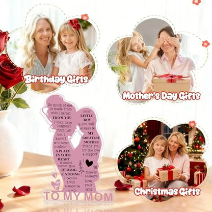 Mother Son Gift Acrylic Plaque - Mom Birthday & Holiday Keepsake - Mom-Son Variation
