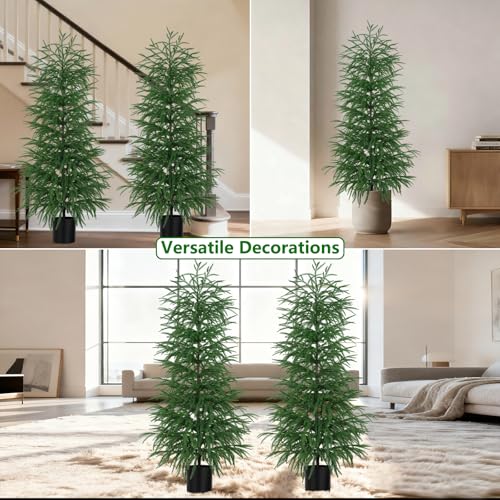 Norfolk Pine Tree Artificial Indoor Outdoor 5FT with Pot - 2 Pack