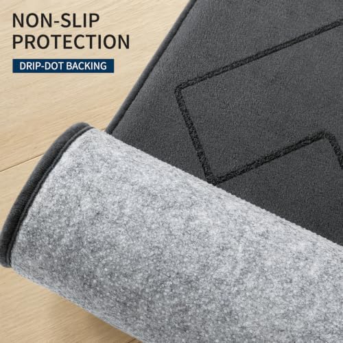 YIHOUSE 3-Piece Bathroom Rug Set Dark Grey Geometric Memory Foam Bath Mats