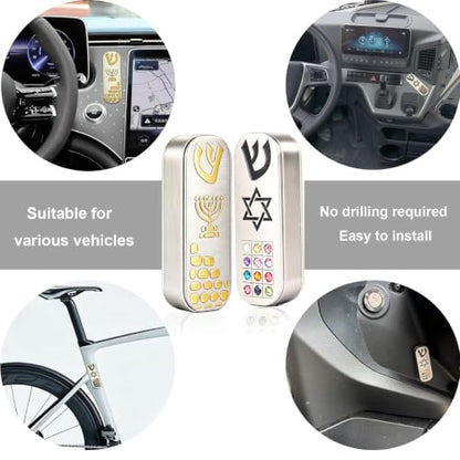 Jewish Car Mezuzah with Prayer Scroll & Hoshen Stones - Travel Safe Decor