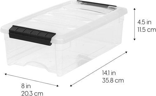 IRIS USA Stackable Plastic Storage Bins - 6 Qt, 10 Pack, BPA-Free, Durable Lids, Pearl Color