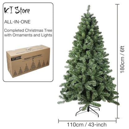6ft Christmas Tree with Ornaments and Lights - Champagne All-in-One Holiday Decor