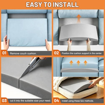 Gray Couch Cushion Support 22x22x2.4 Inch - 3 Pack Curved Foam Inserts