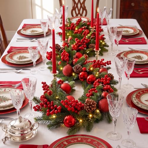 6ft LED Prelit Christmas Garland with Burgundy & Rustic Variations