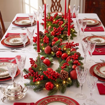 6ft LED Prelit Christmas Garland with Burgundy & Rustic Variations