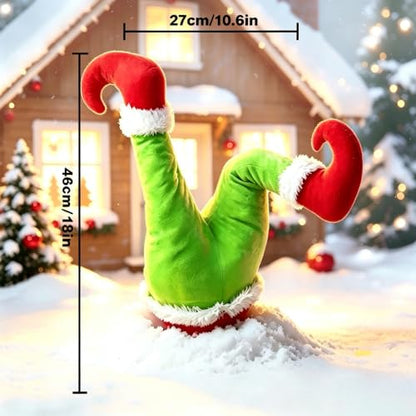 Christmas Elf Body Tree Topper - Green, W10.8xH18 Holiday Decor