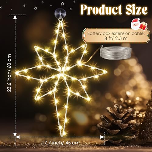 24 Inch Christmas Star Window Light Decorations with Timer - Bethlehem LED Silhouette Lights