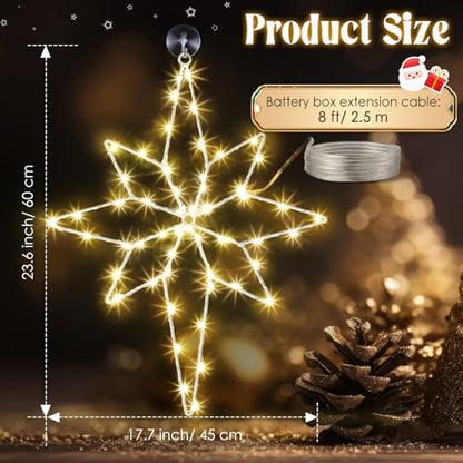 24 Inch Christmas Star Window Light Decorations with Timer - Bethlehem LED Silhouette Lights