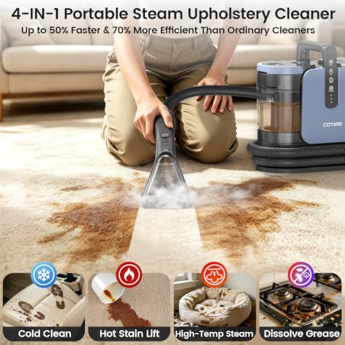 Handheld Steam Spot Cleaner with 4 Modes for Carpet Upholstery Stain Removal