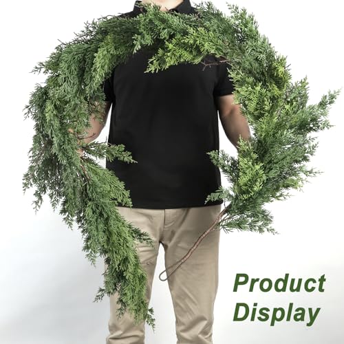 Artgar 6 Ft Christmas Cedar Garland - Realistic Greenery Cypress Decorations - Green