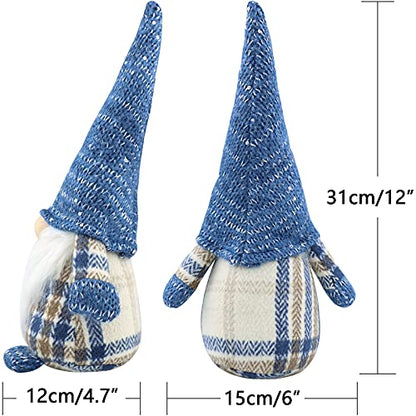 Christmas Gnome Decorations Handcrafted Scandinavian Plush Blue Gnome Gift