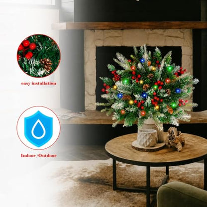 Lighted Christmas Urn Filler Set - Multicolor LED, 24 Inch, 2 Pack