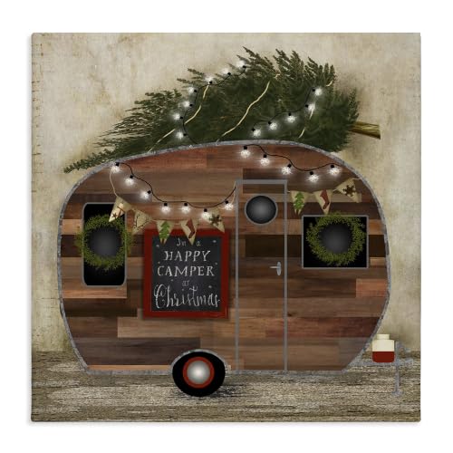Unframed 30x30 Inch Canvas Wall Art Christmas Rustic Camping Scene