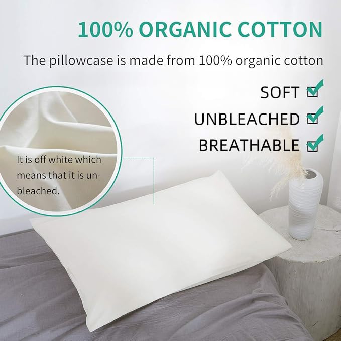 Organic Cotton Pillow Case - Off White / 16x22 Kids Pillow Cover - Pack of 2