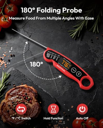 Rechargeable Instant Read Meat Thermometer with LED Display IP65 Waterproof