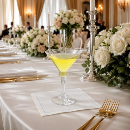 8 Pack White Linen Cocktail Napkins for Weddings & Bars - Elegant Cotton Cloth