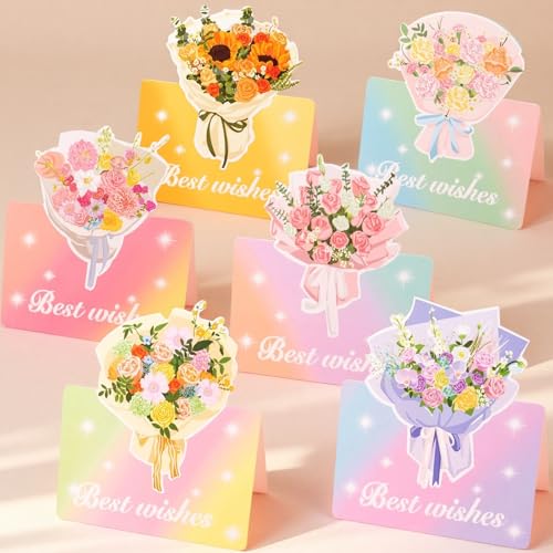 12 Pack Floral Greeting Cards Rainbow Gradient for Birthdays Graduation & More