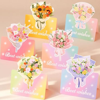 12 Pack Floral Greeting Cards Rainbow Gradient for Birthdays Graduation & More