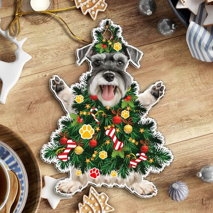 Schnauzer Christmas Tree Ornament - Festive Holiday Acrylic Dog Decor - Schnauzer Xmas Tree Variation