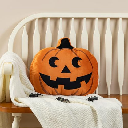 Halloween Pumpkin Throw Pillow Double-Sided 15.5 Inch Accent Cushion