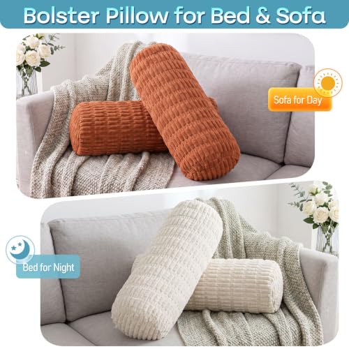 Memory Foam Body Pillow Set - Off-White 24 x 7.87 Inch Support Cushions