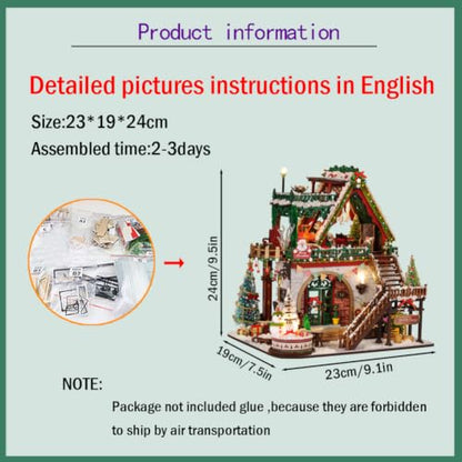 DIY Miniature Dollhouse Kit with Log Cabin Design, Christmas Ornament Craft