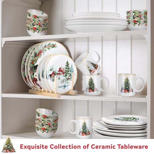 Christmas Snowman Dinnerware Set of 16 with Christmas Tree Variation