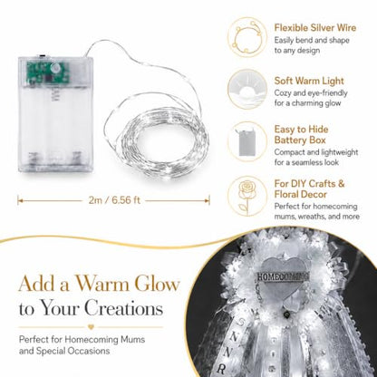 White LED String Lights for Homecoming Mums & Decorations - 6 Pack