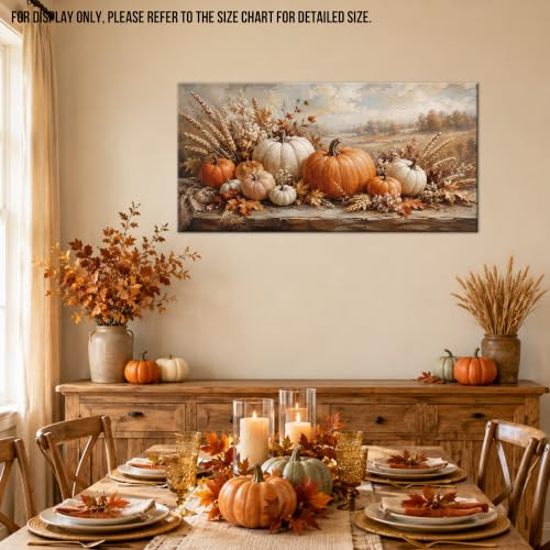 Autumn Pumpkin Wall Art Canvas Rustic Fall Decor 48x24 Inches - Autumn Wall Art03