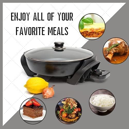 Moss & Stone Electric Skillet - 12-Inch Nonstick Frying Pan with Vented Lid & Adjustable Temperature Control
