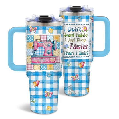 Plaid Sewing Tumblers 40oz Insulated Gift for Quilters - Sewing Theme