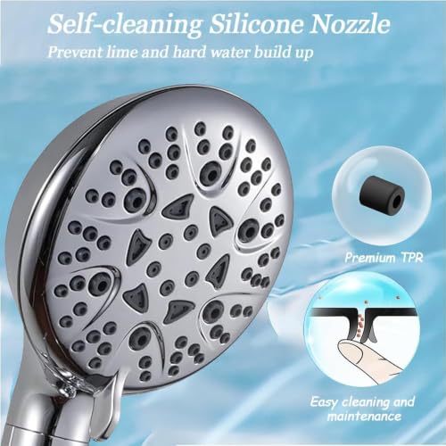 High Pressure 8-Mode Handheld Shower Head with 60" Hose & Adjustable Bracket