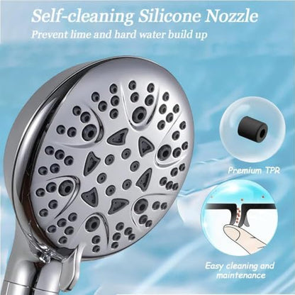 High Pressure 8-Mode Handheld Shower Head with 60" Hose & Adjustable Bracket