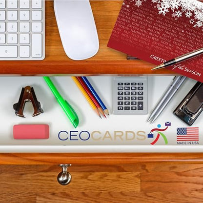 Season's Greeting Cards with Red Foil Lined Envelopes 25-Pack - Global