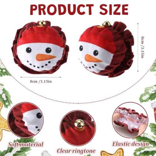 Christmas Snowman Door Knob Cover Set - Plush Holiday Decor, Red & White