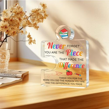 Teacher Appreciation Acrylic Puzzle Gift - Than Made the Difference - 4x4 Inch