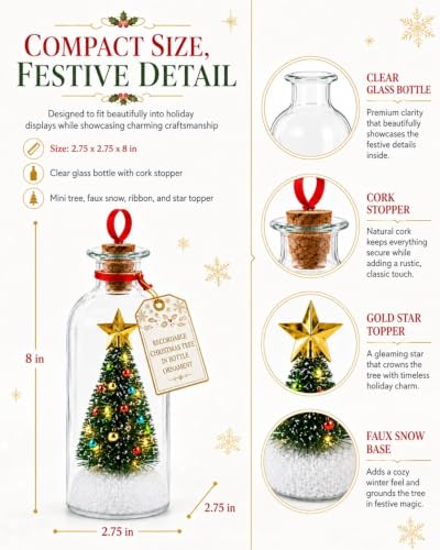 Recordable Christmas Tree Message in a Bottle Ornament 3pcs - Voice Greeting Keepsake