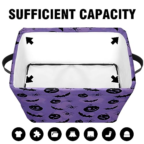 Andemie Halloween Bin Ghost Basket Large Foldable Storage Bin Cube Collapsible Organizer Trick or Treat Bags Candy Buckets for Halloween Parties