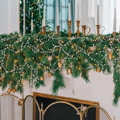 Faux Pearl Garland for Christmas Tree Wedding Decor 11.5ft Long Beaded String