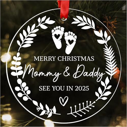 Baby Coming Mom & Dad Christmas Ornament - Expecting Baby Gift - Variation of Baby Coming - Mom & Dad