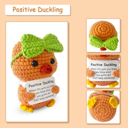 Positive Crochet Duckling Gift - Inspirational Animal Decor for Kids & Adults