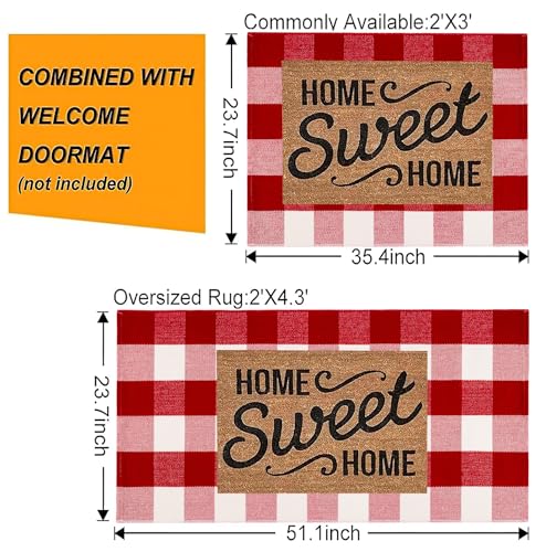 Red Buffalo Plaid Christmas Door Mat Outdoor Rug 24x35 Welcome Entryway Rug