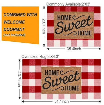 Red Buffalo Plaid Christmas Door Mat Outdoor Rug 24x35 Welcome Entryway Rug
